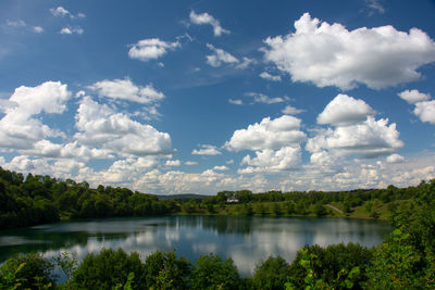 Scenic view of lake against sky