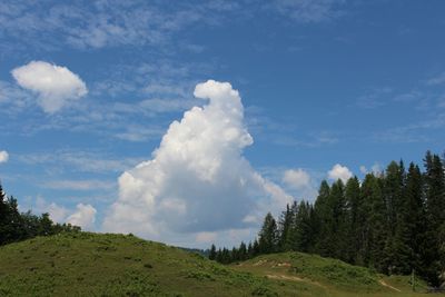 Scenic view of grassy field against cloudy sky