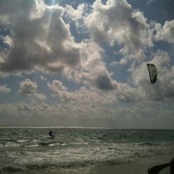 Scenic view of sea against cloudy sky