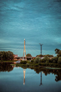 View of bridge over river against sky