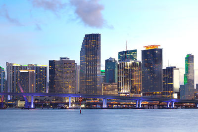 Modern buildings in city against sky