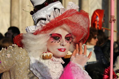 Close-up of girl wearing mask