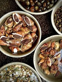 High angle view of food on table