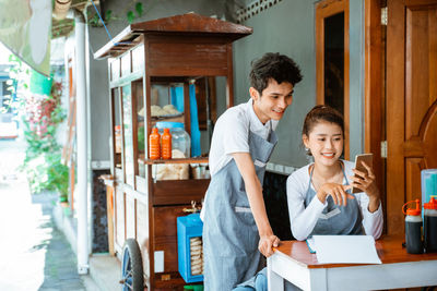 Portrait of young man working in workshop