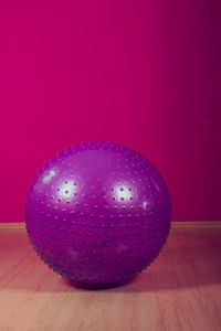 High angle view of purple ball on floor