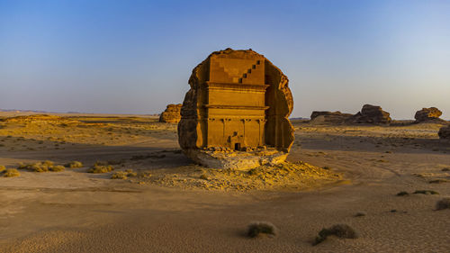 Saudi arabia, medina province, al ula, qasr al-farid tomb in mada’in salih