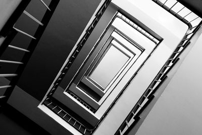 Low angle view of spiral staircase in building