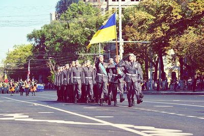 People walking on road