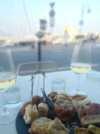 Close-up of food served on table in restaurant