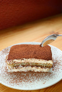 Close-up of dessert in plate on table