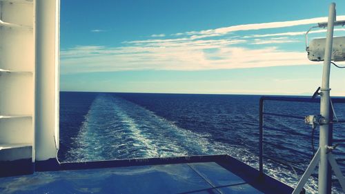 Scenic view of sea seen through boat