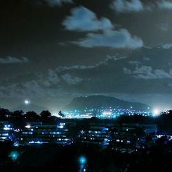 Illuminated cityscape at night