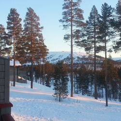 Scenic view of snow covered mountains against sky