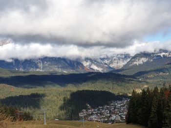 Scenic view of mountains against sky