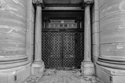 Open door of historic building