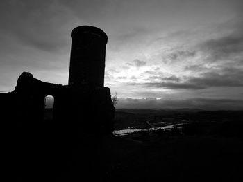 Silhouette built structure against sky