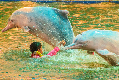 Children playing in water