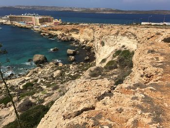 High angle view of beach against sky