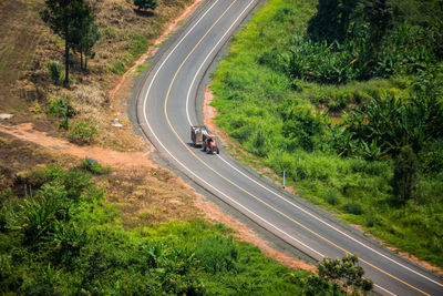 High angle view of highway on road