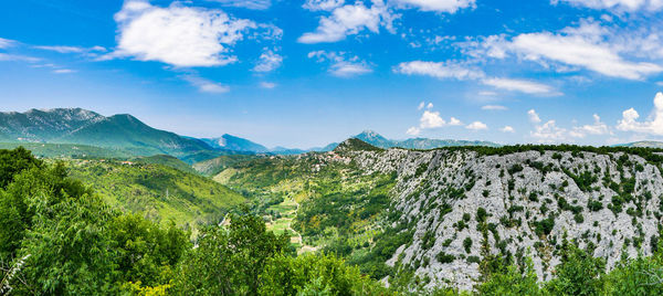 Panoramic view of mountains against sky