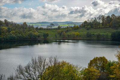 Scenic view of lake against sky