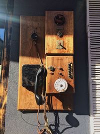 Close-up of telephone booth