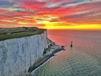 Scenic view of sea during sunset