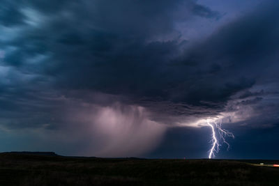 Lightning strikes from a distant thunderstorm near buffalo, south dakota.