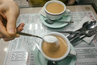 Coffee cup on table