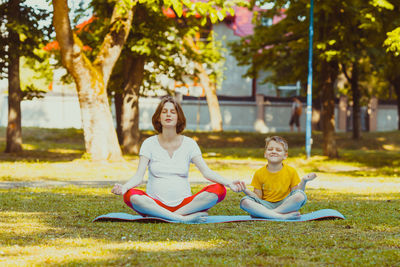 Woman sitting in park