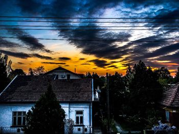 Silhouette of buildings at sunset