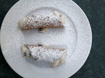 High angle view of dessert in plate