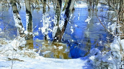 Scenic view of frozen lake during winter