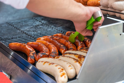 High angle view of person preparing food