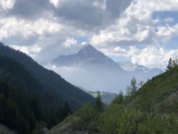 Scenic view of mountains against sky