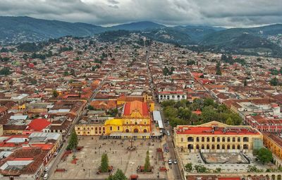 High angle view of townscape against sky