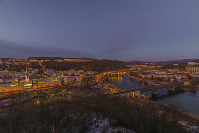 High angle view of city at waterfront