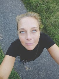 High angle portrait of woman smiling