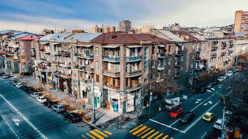 High angle view of city street
