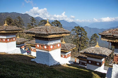 Stupas at dochula, bhutan