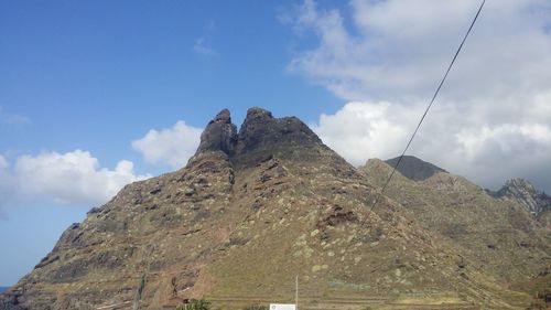 Scenic view of mountains against cloudy sky