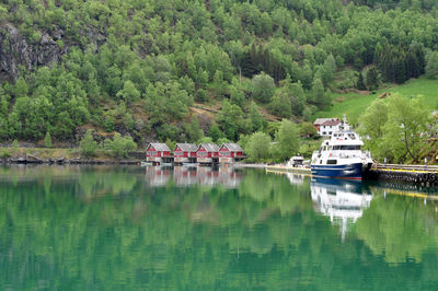 Scenic view of lake against trees