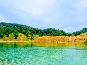 Scenic view of lake against sky