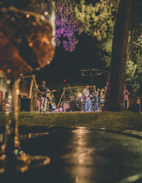 People in park at night