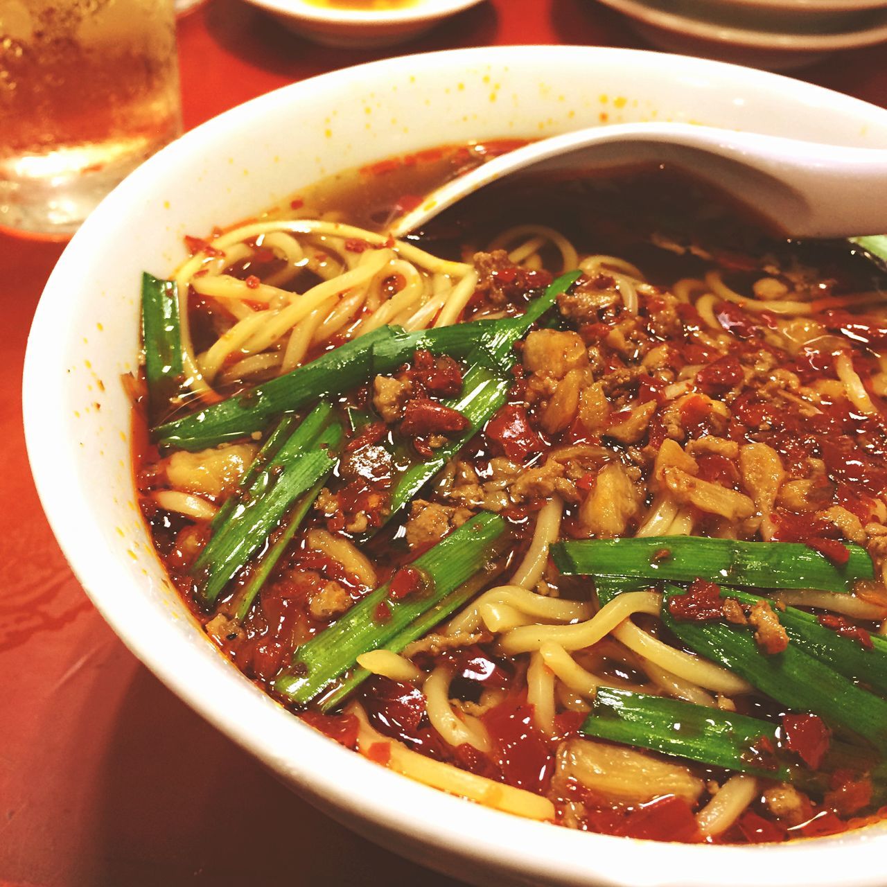 food and drink, indoors, food, freshness, healthy eating, ready-to-eat, bowl, close-up, still life, plate, meal, noodles, serving size, table, high angle view, soup, spoon, indulgence, no people, vegetable