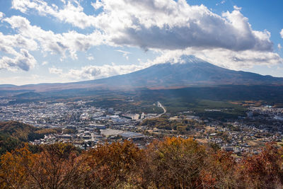 Aerial view of cityscape against sky
