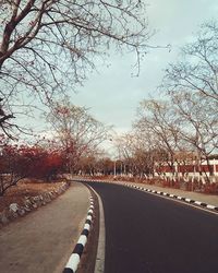 Empty road along trees