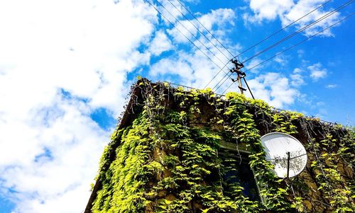 Low angle view of built structure against blue sky