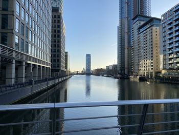 Canal amidst buildings in city against sky