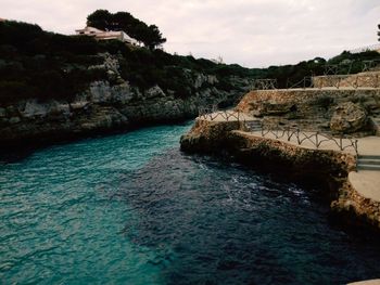 View of swimming pool in sea